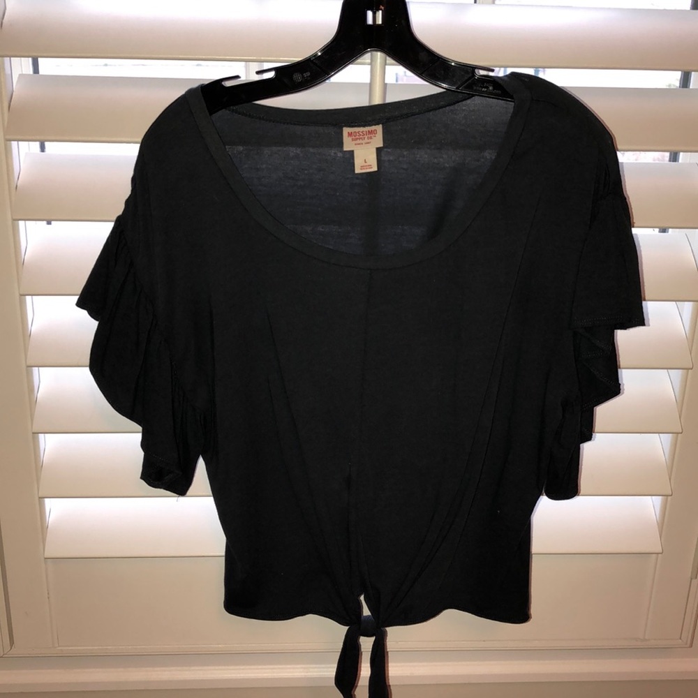 Black ruffle sleeve top